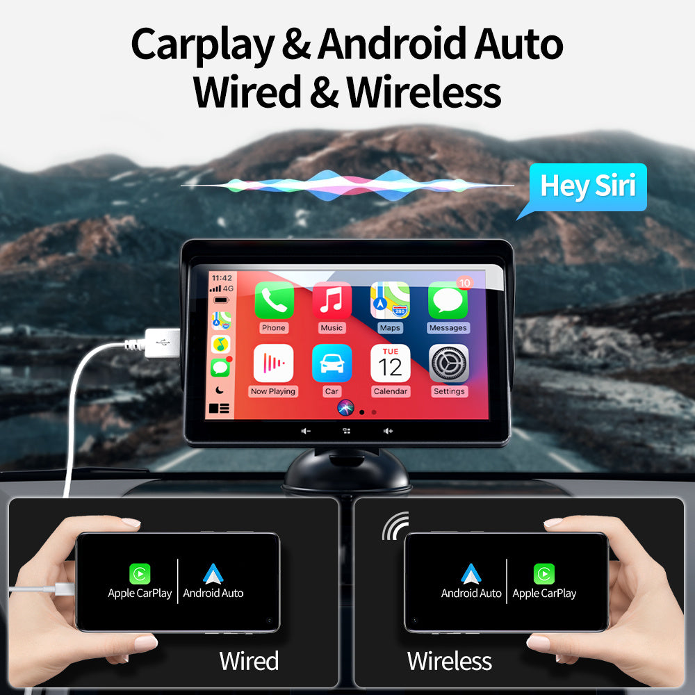 7 Inch Display Car Wireless CarPlay Suction Cup Universal