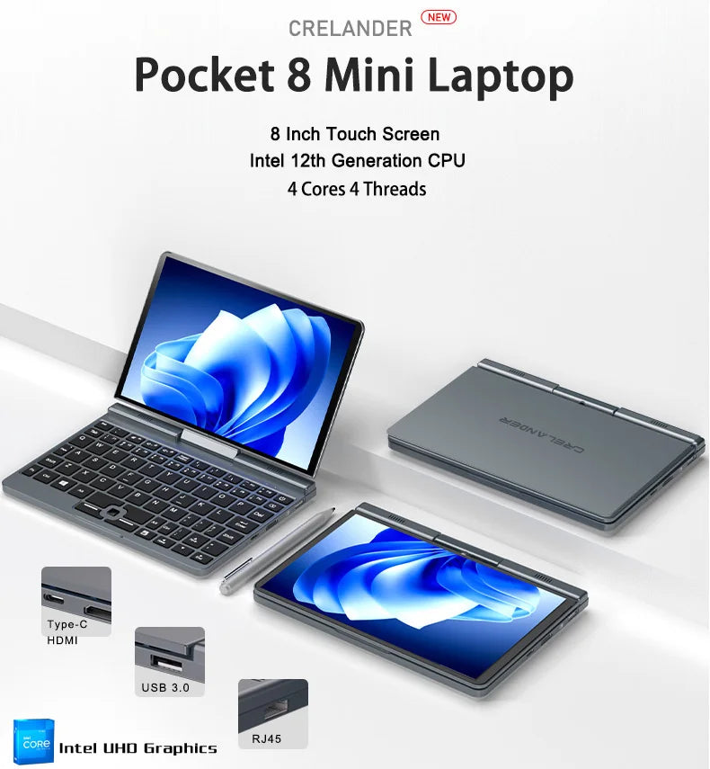 CRELANDER Mini 8 inch 2 in 1 Laptop