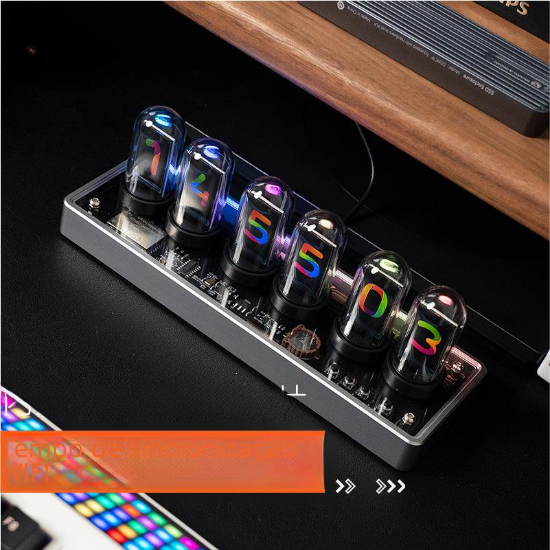 IPS color screen proposed glow tube digital clock alarm clock e-sports desktop creative ornaments cross-border e-commerce new products