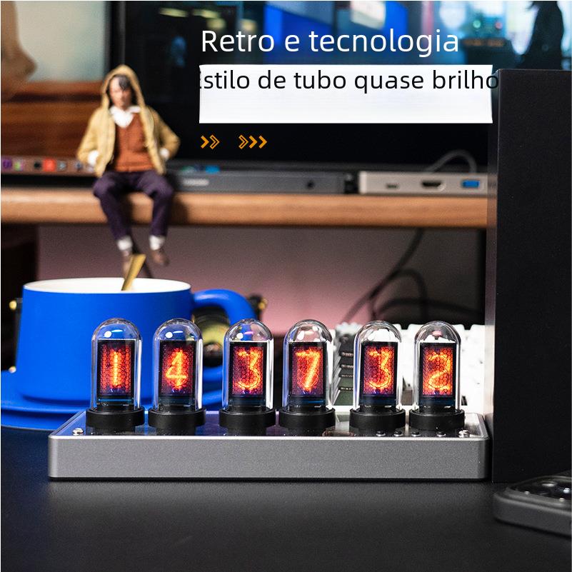 IPS color screen proposed glow tube digital clock alarm clock e-sports desktop creative ornaments cross-border e-commerce new products