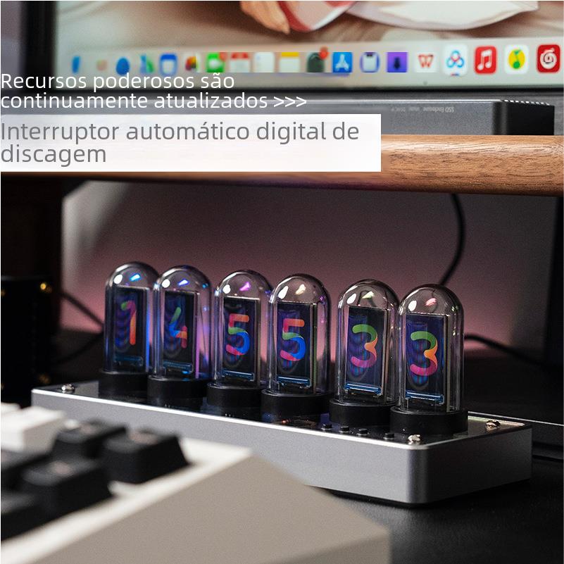 IPS color screen proposed glow tube digital clock alarm clock e-sports desktop creative ornaments cross-border e-commerce new products