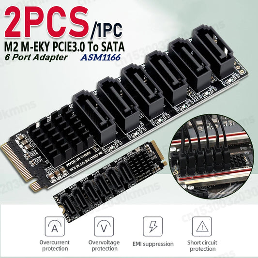 2/1PC M.2 NVME PCI-E PCIE X4 X8 X16 To 6 Port 3.0 SATA Adapter 6GB/S